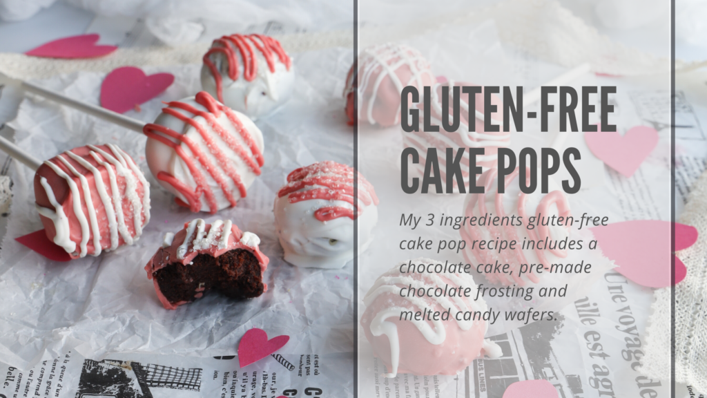 Gluten-free cake pops that are easy to make, fun to eat and perfect for Valentines Day, Easter, birthday parties or anytime you want a cake pop. 3 ingredient recipe using a gluten-free chocolate cake, pre-made chocolate frosting and melted candy wafers.