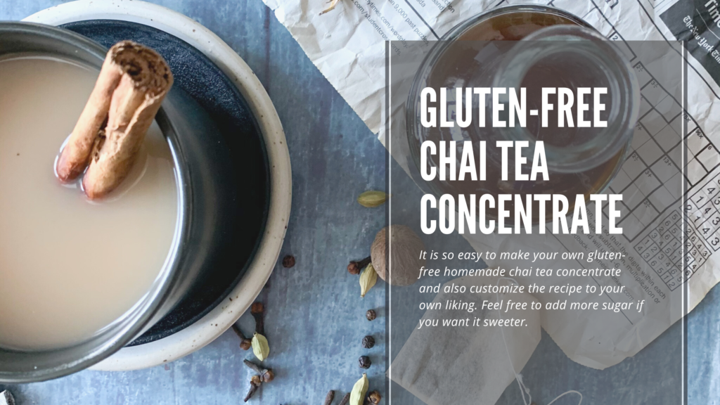 Gluten-free homemade chai tea concentrate is simple to make, uses whole spices and cheaper then buying at Starbucks.