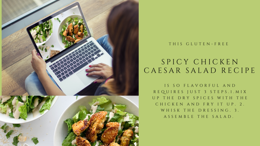 This homemade gluten-free spicy Chicken Caesar salad is packed with flavour, spice and crunch.
