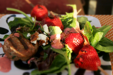 Roasted Strawberry Goat Cheese Salad
