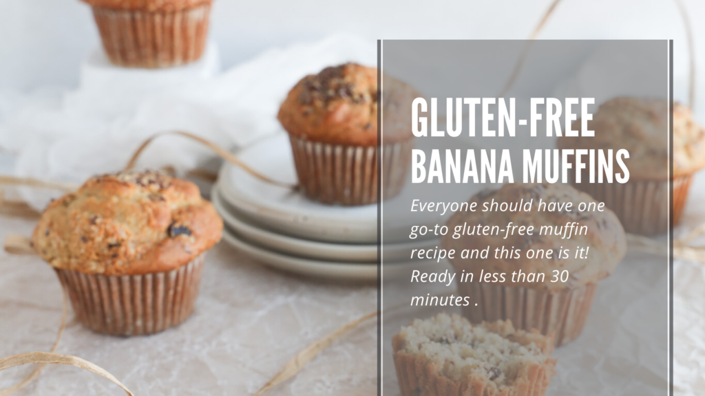 Gluten-free banana muffins that are soft, airy, lightly sweet and perfect for breakfast.