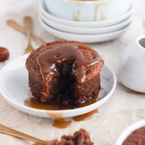 These gluten-free date cakes are a classic holiday cake recipe. Made in ramekins for individual portions. Recipe is easy to make.