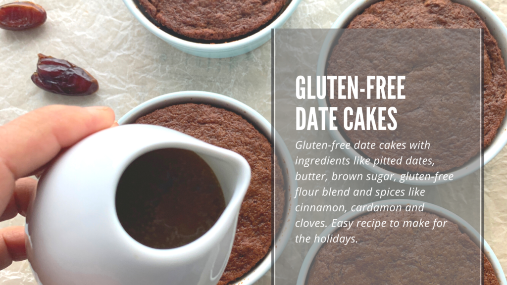These gluten-free date cakes are a classic holiday cake recipe. Made in ramekins for individual portions and is an easy recipe to make.