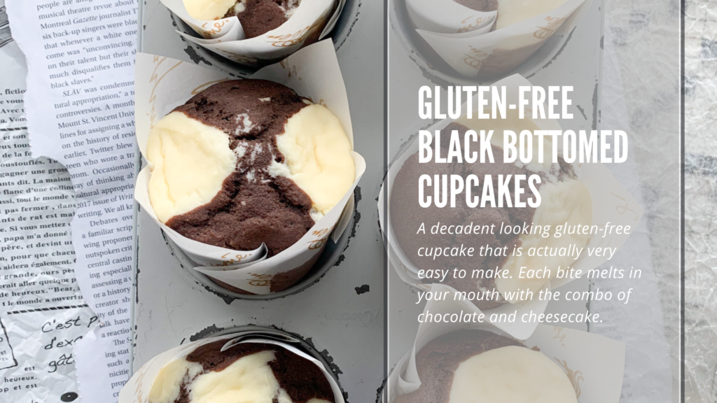 These simple and delicious gluten-free black bottomed cupcakes are a combo of chocolate cake and vanilla cheesecake baked together. Easy to make and perfect for birthdays and celebrations. No frosting required!