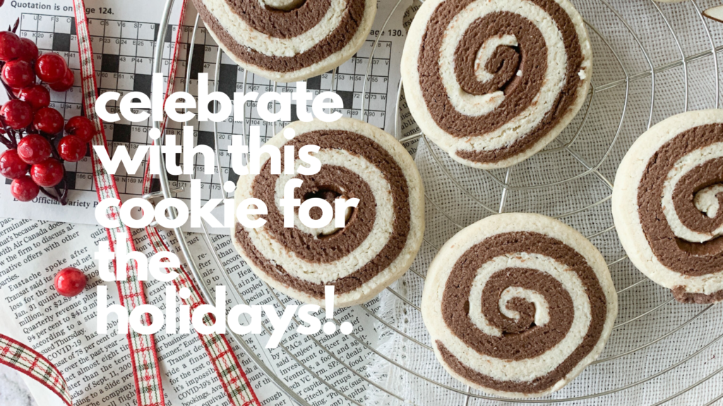 Gluten and dairy-free pinwheel cookies are such a holiday classic. Vanilla and chocolate all swirled together.
