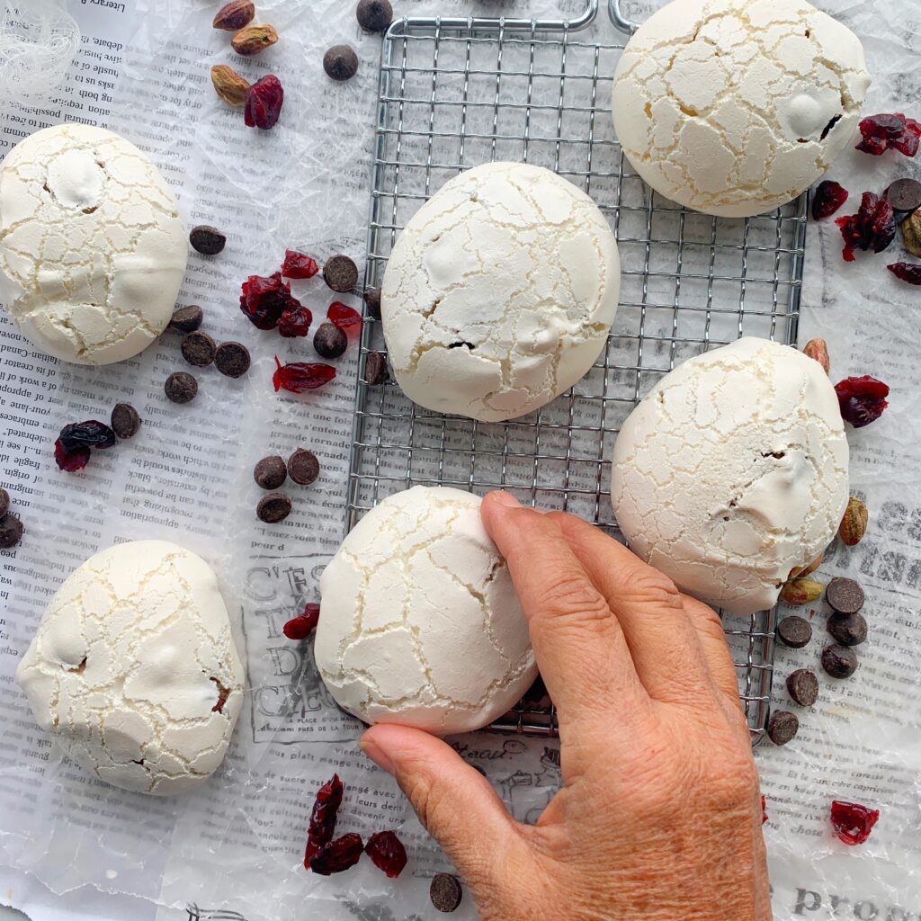 Gluten-free cherry pistachio meringue cookies that are light and airy and so simple to make.