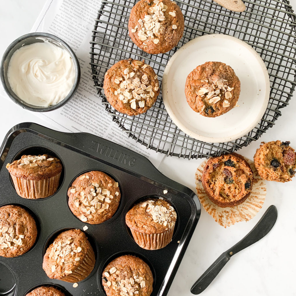 These gluten and dairy-free carrot apple bran muffins are perfect for breakfast.