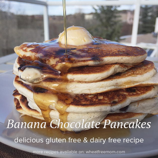 gluten free dairy free banana chocolate pancakes recipe