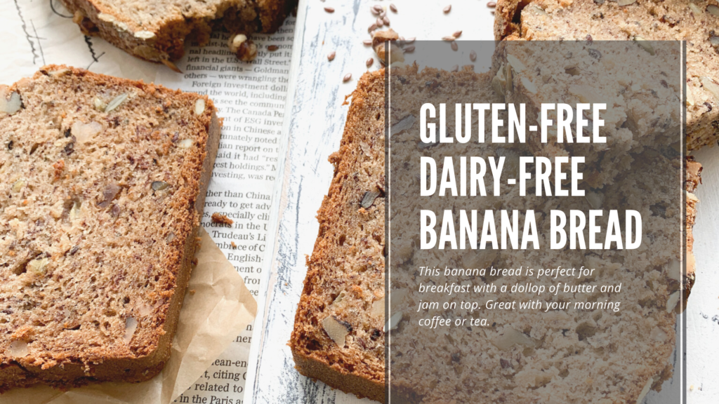 A gluten and dairy-free banana bread that is super moist.