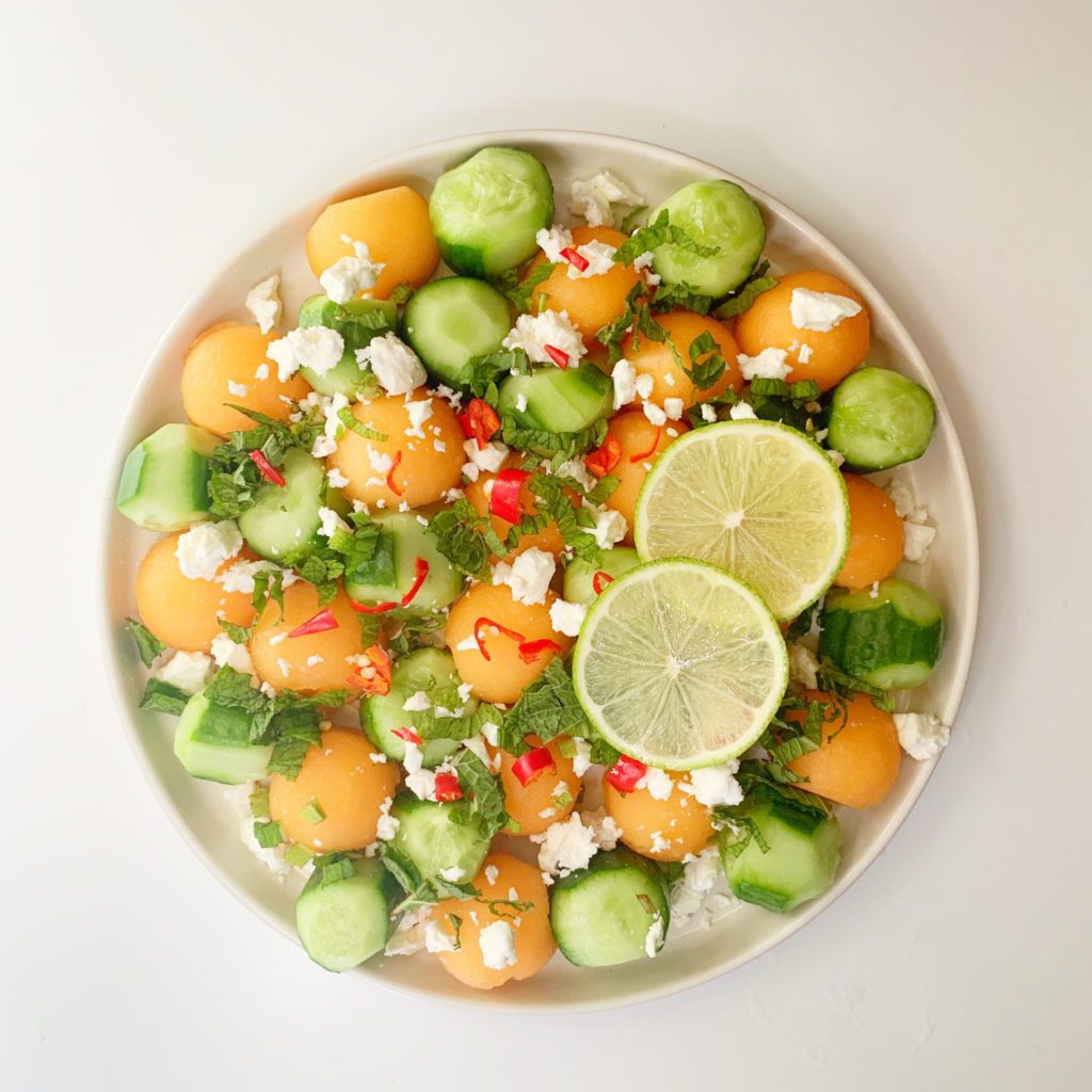 Turn ripe cantaloupe into a healthy and delicious gluten-free summer salad.