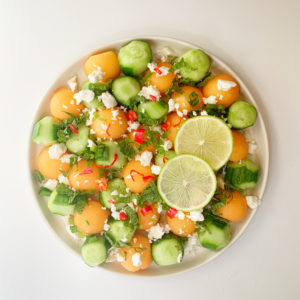 Turn ripe cantaloupe into a healthy and delicious gluten-free summer salad.