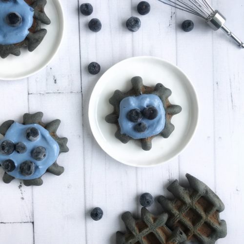 These gluten-free blue waffles are made with banana flour. It is an easy recipe to make and a fun waffle recipe the kids will love for breakfast.