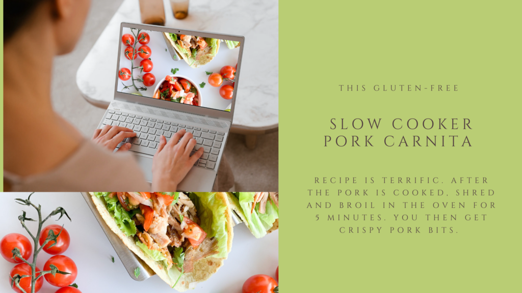 These gluten-free slow cooker pork carnitas are tender with crispy crunchy edges and are perfect for tacos, rice bowls and weeknight dinners.