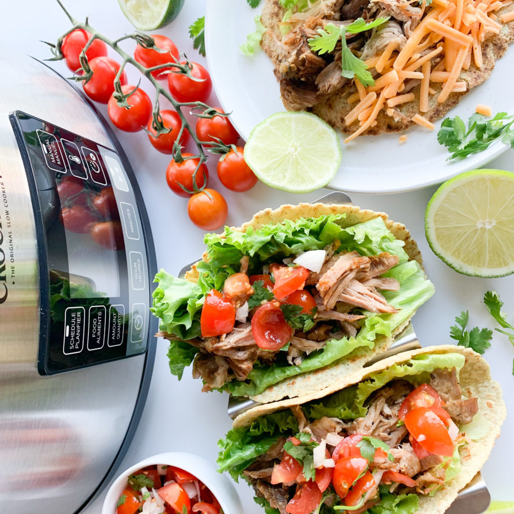 These gluten-free slow cooker pork carnitas are tender with crispy crunchy edges and are perfect for weeknight dinners.