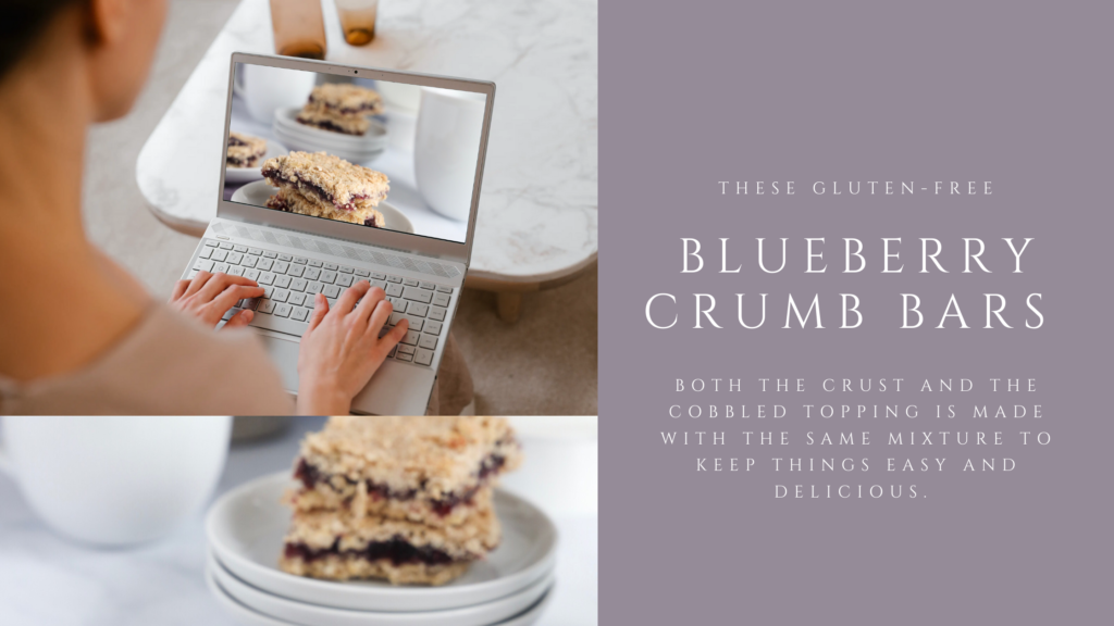 These gluten-free blueberry crumb bars are made with blueberry jam and a buttery crust and crumbly topping.