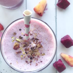 Made with just 5 ingredients this refreshing and healthy gluten-free drink is a fruity version of a traditional Indian lassi drink.