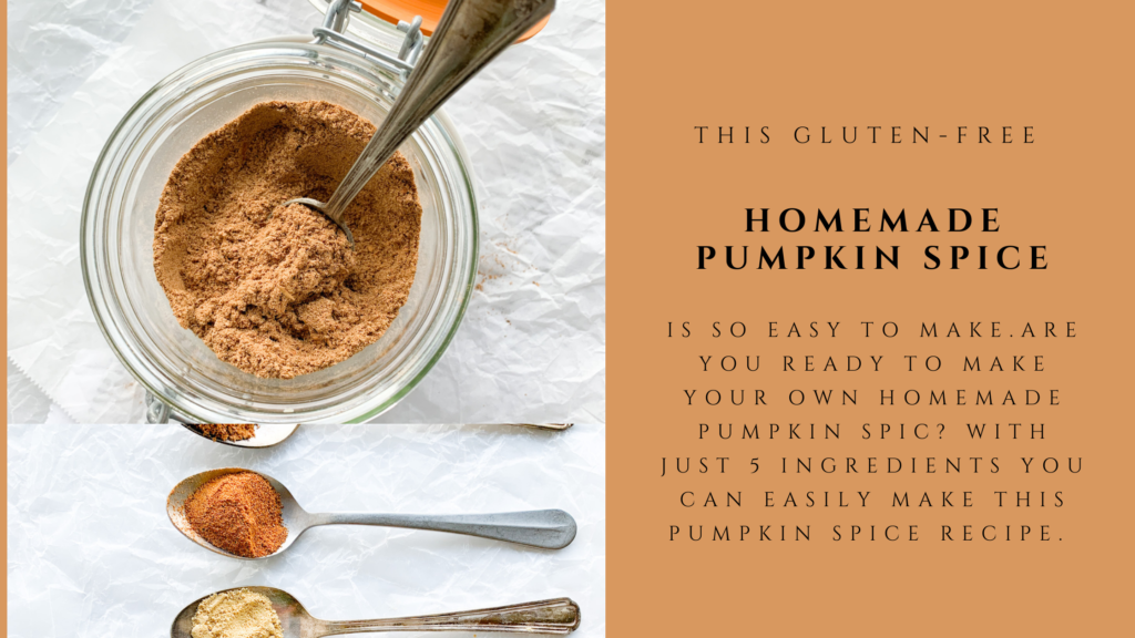 Gluten-free homemade pumpkin spice is the perfect blend of 5 spices that you probably already have in your spice drawer.