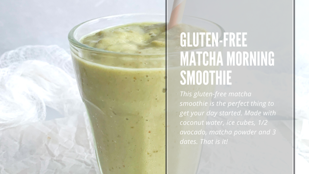 This gluten-free matcha morning smoothie is the perfect thing to start your day. Made with coconut water, avocado, dates and matcha it is loaded with green goodness and health benefits.