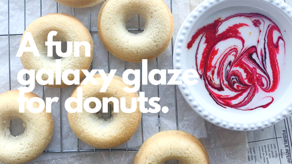 There are a few things better than a glazed donut. My recipe for gluten-free galaxy donut glaze takes icing to another level. Swirls of icing sugar, milk and food colouring layered on top of a gluten-free baked donut.