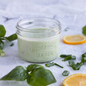 Gluten-free green goddess dressing is easy to make in less than 5 minutes, uses fresh ingredients that you probably have on hand and is bright, tangy and creamy. Perfect dressing for your favorite salad or even as a sauce over grilled fish