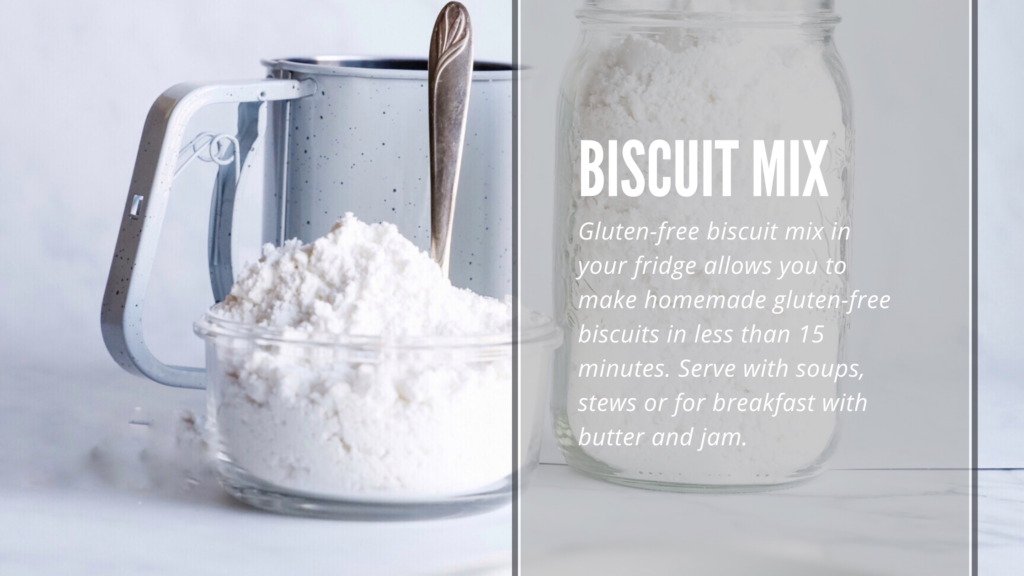 This homemade gluten-free biscuit mix is easy to make and uses just a few simple ingredients. A perfect biscuit mix whenever you want to make gluten-free biscuits or dumplings. 