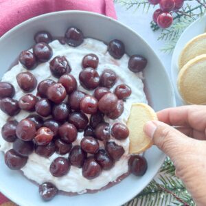 Gluten-free cherry cheesecake dip is an easy to make, delicious, no-bake, 4 ingredients dessert dip for the holiday season. It is all the cheesecake flavour without all the prep and baking. As gluten-free we cannot eat canned pie filling as it is not gluten-free. I used canned bing cherries as the topping and it is so good.