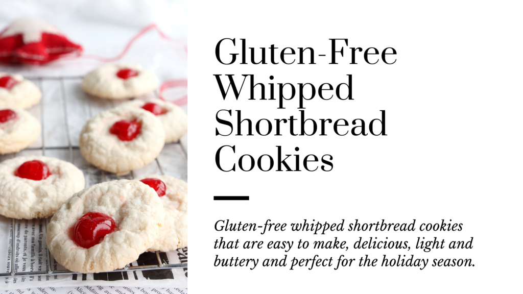 Gluten-free whipped shortbread cookies are easy to make, light and buttery and melt in your mouth delicious and are the perfect gluten-free cookie for the holidays. Christmas in our house always includes these whipped shortbread cookies that are light, delicate and buttery.